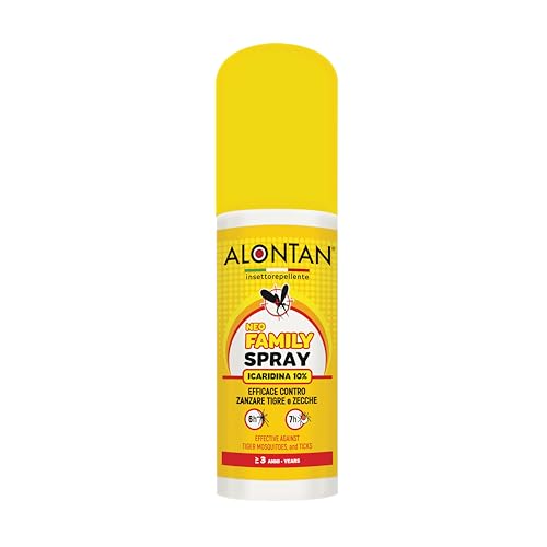 Alontan Spray Neo Family Insettorepellente - 75ml - contro zanzare, zecche, fino a 6 ore di protezione, da usare sopra i 3 anni, presidio medico chirurgico a base di icardina 10%