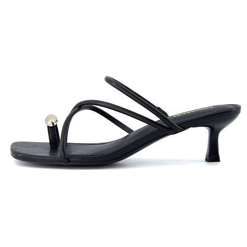 CUSHIONAIRE Maui Strappy Womens Sandals with Kitten Heels – Vegan Leather Slip On Dress Sandals for Women, Square Toe Wedding Shoes3