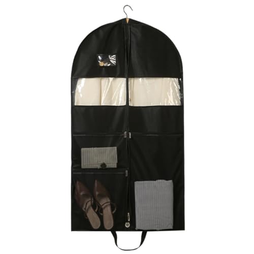 Clothes Cover 5 Pack Garment Bags for Travel Hanging Garment Bag with Pockets Foldable Suit Bags (Color : Black, Size : 60 * 10 * 130cm)