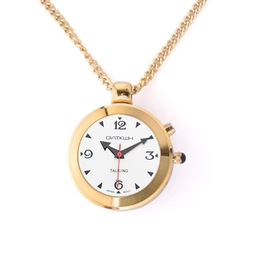 QIATKWH Español Reloj de Voz para Ciegos, discapacitados visuales o ancianosmReloj de Bolsillo Dorado