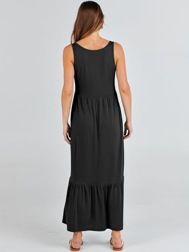 ANRABESS Women's Summer Sleeveless Maxi Sundress Swing Casual Flowy Tiered Shirts Dress Beach Travel Vacation Outfits4