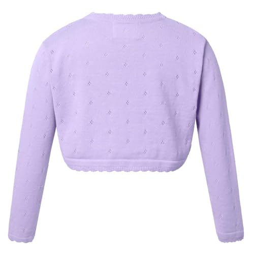 YEAHDOR Kids Girls Knit Cardigan Sweater One Button Closure Flower Girl Long Sleeve Warm Bolero Shrug2