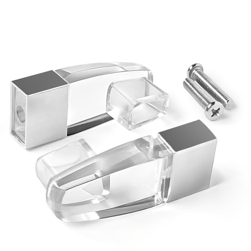 2 Pack Clear Acrylic Towel Bar Brackets with Bright Chrome Sleeve Replacement for Basco & alumax Shower Door Parts (Towel Bar NOT Included)
