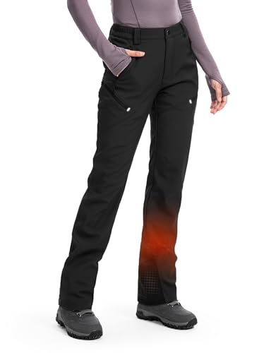 Moosehill Women's Ski Snow Pants: Waterproof Fleece Lined Insulated Softshell for Outdoor Hiking...
