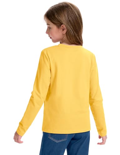 Image of KEREDA Girls Long Sleeve Shirts Soft Cotton T-Shirts Crewneck Basic Tees for Kids and Teen Girls Tops Clothes