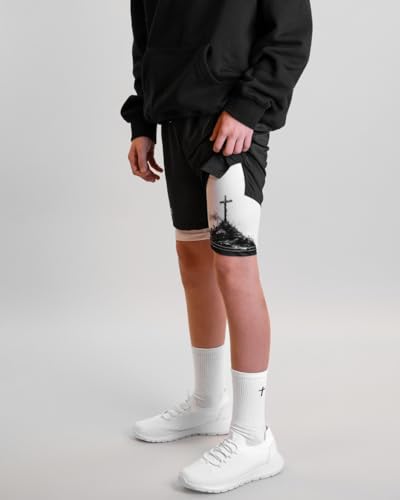 SAVD Christian Performance Shorts - Youth/Kids Gym & Sport Shorts with Pockets & Compression Liner, Bible Verse Activewear4