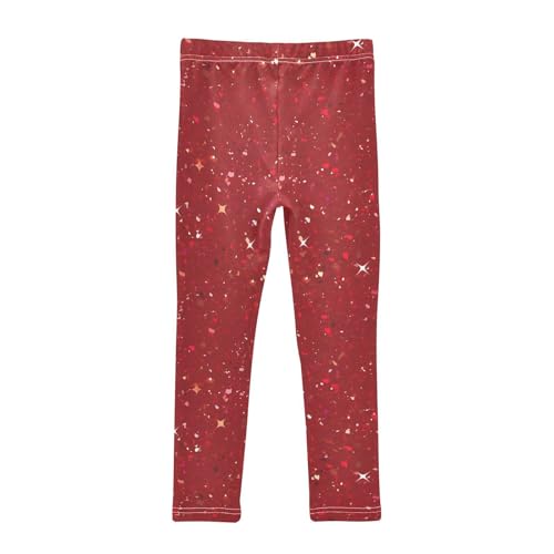 KLL Red Glitter Texture Toddler Girls Active Leggings Stretch High Waisted Sweatpants Gym2