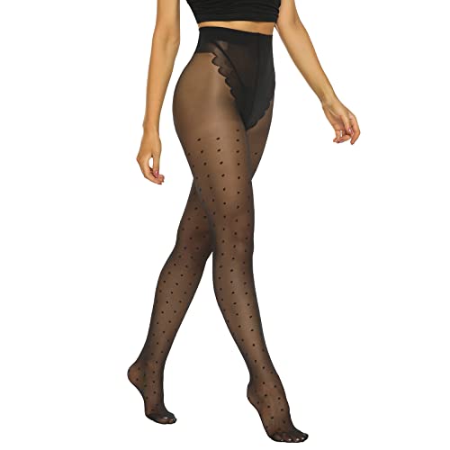Image of MANZI 20D Polka Dot Tights for Women Patterned Stockings for Women Sheer Ultra Thin High Waist Pantyhose