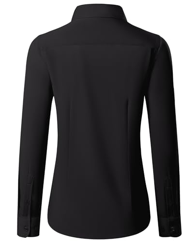 siliteelon Button Down Shirts for Women Long Sleeve Dress Shirts Wrinkle Free Collared Work Office Solid Blouses Tops2