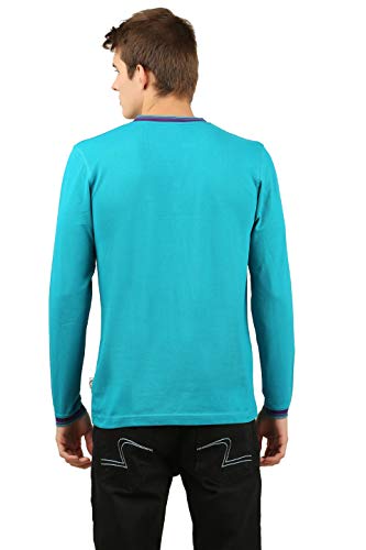Image of Zebu Men's Full Sleeve Cotton Henley Neck Tshirt with bio wash (Pack of 1).