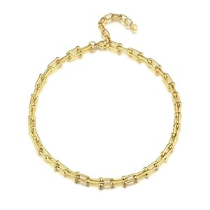 KeyStyle Paperclip Chain Choker for Women, 6 mm U Shaped Link Bracelet Anklets, Minimalist Chains Paper Clip Necklace for Hip Hop Rapper