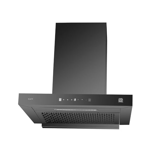 Image of KAFF 60 cm,1180 m3 /hr Filterless Auto Clean T-Shape Kitchen Chimney | High Suction, Low Noise |Motion & Touch Control | Digital Display | 2 Yr Product, 5 Yr Motor Warranty (MARCO DHC 60, Black)