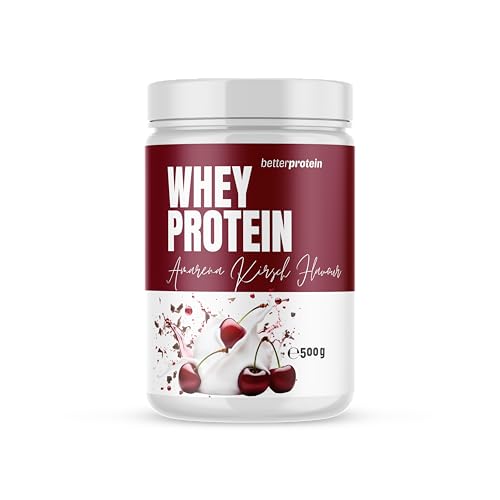 Whey Protein - Amarena 500g - Produziert in Deutschland aus regionaler Milch - BetterProtein® - Eiweißpulver zum Muskelaufbau und Abnehmen - Dose