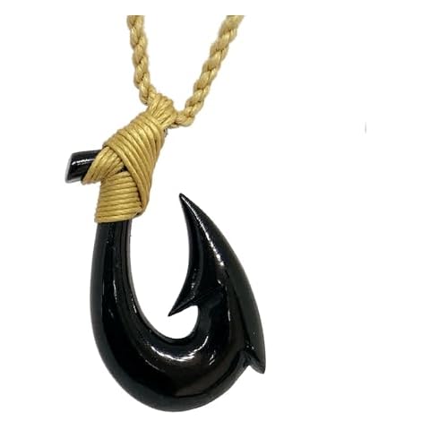 Zero Gravity Hawaii Hawaiian Black Hand Carved Hawaiian Bone Fish Hook Pendant Cover