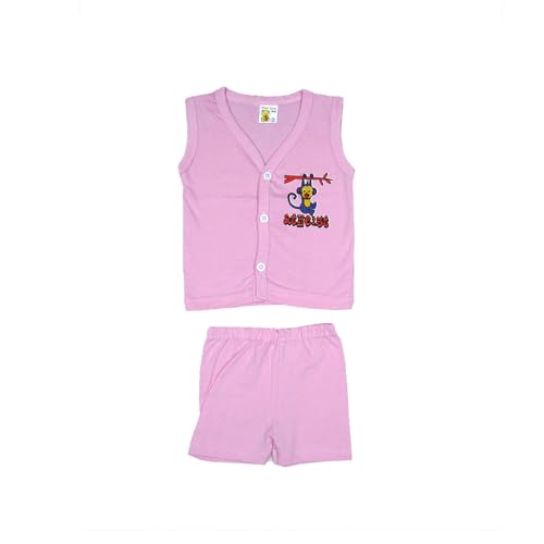 Image of New Born Baby Unisex Breathable Cotton Sleeveless Button Jhabla Dress | Boy & Girl Baby Clothe Size From 3 Months | Jabala Set for New Born | Pack Of 5 Combo