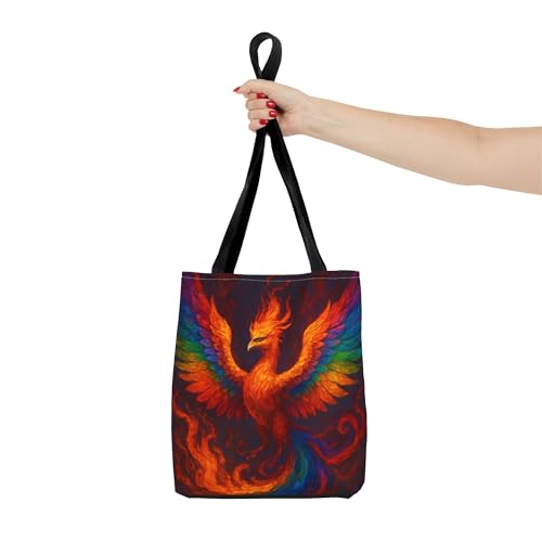 Premium Tote Bag with Reinforced Stitching - A Phoenix with Rainbow Fire Wings4