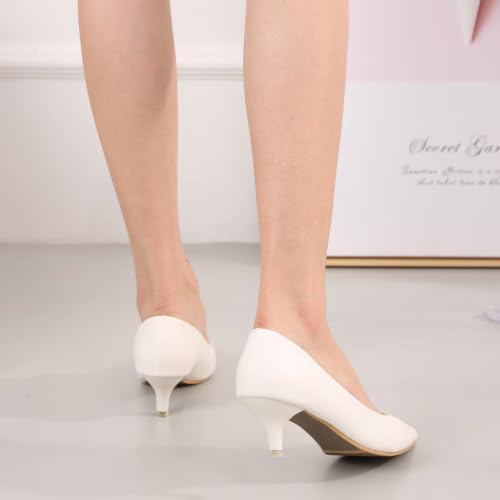 Image of Women's Low Kitten Heel Pumps Classic Fashion Dress Pumps Simple Heeled Shoes for Office Work