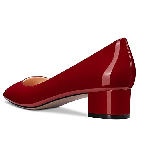 Aachcol Women Pumps Pointed Toe Slip-on Chunky Block Low Heel Dress Shoes Party Wedding Patent 1.5 Inch3