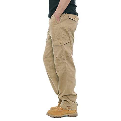 Cicilin Calça cargo masculina de algodão, para trabalho, acampamento, caminhada, vários bolsos, pern
