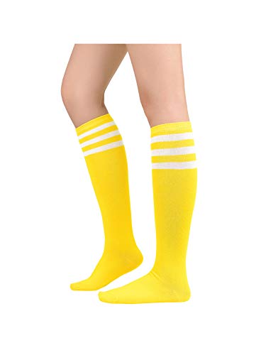 Komorebi Women's Knee High Socks Stripe Athletic Tube Outdoor Sport Socks Thigh High Stockings