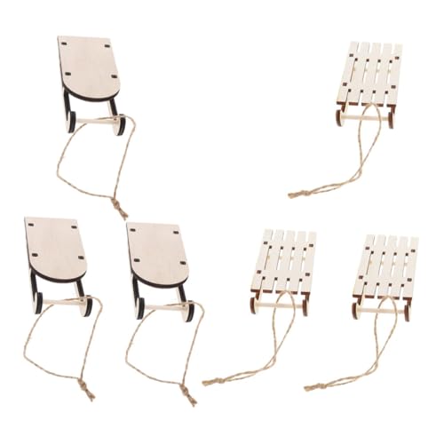 WATIIFUFU 6pcs Unpainted Mini Wooden Sled Ornaments DIY Craft Decorations Christmas Desktop Adornments for Holiday Home Décor