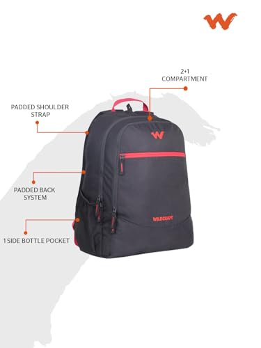 Image of Wildcraft Nylon 32 Ltrs Water-Resistant Backpack for Men & Women - Expedition LPBP 32 Ltrs Casual Backpack - Dark Grey