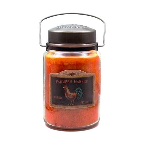 McCalls Candles | Farmers Market | 26 oz Scented Candle | USA-Poured | Vintage Rustic Jar with Carrying Handle | Nutmeg Cinnamon & Clove Spice Fragrance