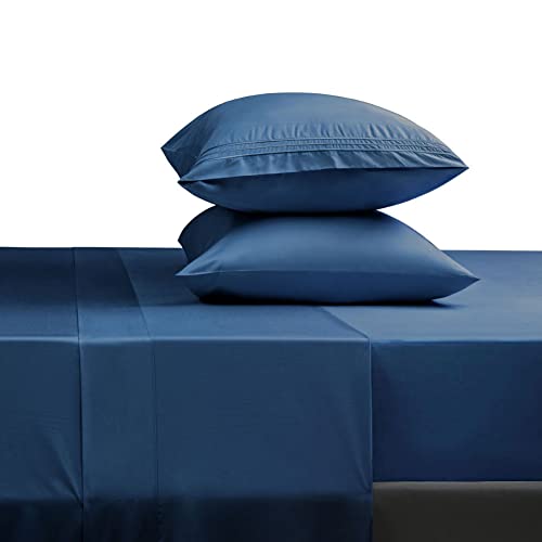 SONORO KATE Bed Sheet Set Super Soft Microfiber 1800 Thread Count Luxury Egyptian Sheets Fit 18 - 24 Inch Deep Pocket Mattress Wrinkle-4 Piece (Navy Blue, Queen)