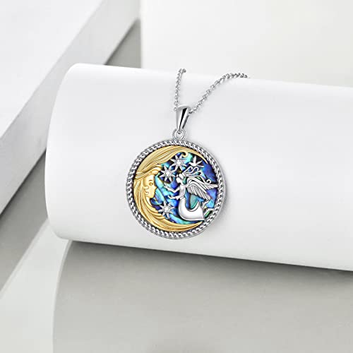 Urone Guardian Angel Necklace Sterling Silver Angel Pendant With Abalone Shell Birthday Christening Angel Jewelry Gift For Women Daughter #TOP1