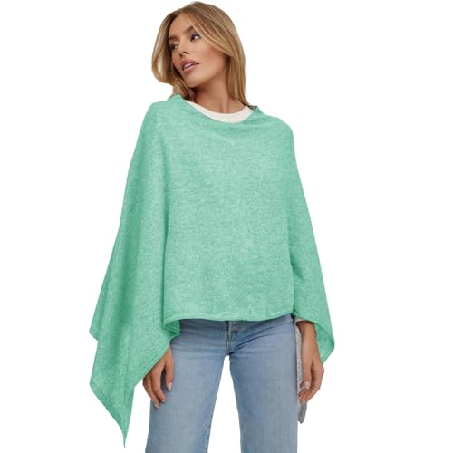 Glamexx24 Poncho de Punto para Mujer, Color Liso, de Punto Fino, XXL, Jersey Elegante, Estilo y Comodidad para Primavera y otoño, Fabricado en Italia, Rojo, L XL