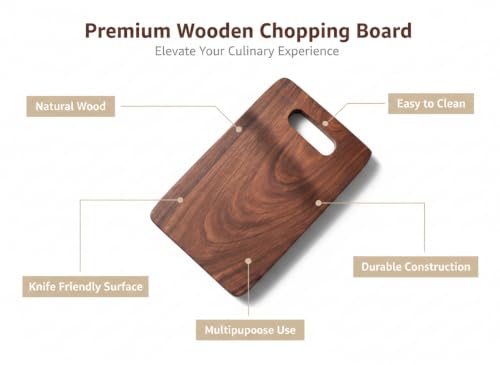 Image of Sheesham Wood Chopping Board for Kitchen, Wooden Cutting Board for Vegetables, Fruits & Meat, Thick Hardwood Serving Board- M