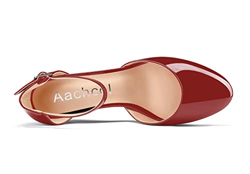 Aachcol Women Ankle Strap Pumps D'Orsay Two-Piece Mid Wedge Heel Close Round Toe Dress Shoes Wedding Party 2 Inches4