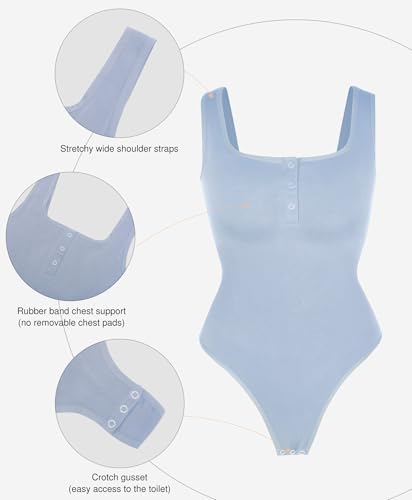 Image of Popilush Bodysuits for Women Tummy Control Body Suits Thong Summer Outfits | Corset Tops Shapewear Henley Shirts Tank Top for Country Concert Going Out Date Night, Comfort All Day