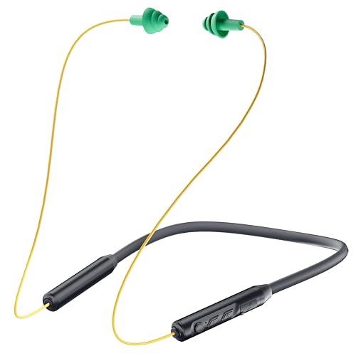 Image of MIPEACE Bluetooth Earplug Headphones, Neckband Wireless Earbuds earplugs-29db Noise Reduction isolating in-Ear earplug Earphones and Controls,IPX5 sweatproof,19+Hour Battery(Yellow & Green)