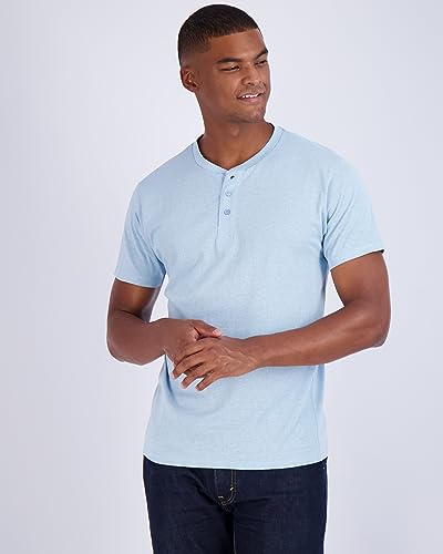 Image of Real Essentials 3 Pack: Mens Casual Long & Short Sleeve Cotton Henley Lightweight Button T-Shirt, Long Sleeve - Set