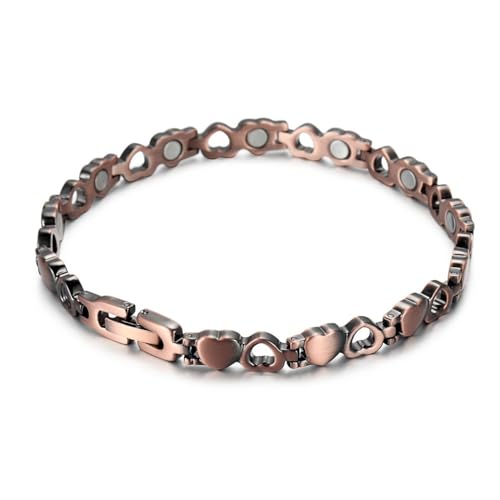 Image of Copper Bracelet for Women 99.9% Pure Copper Crystal Bracelets Link Chain Charm Jewelry Present 3500 Gauss with Adjustment Tool