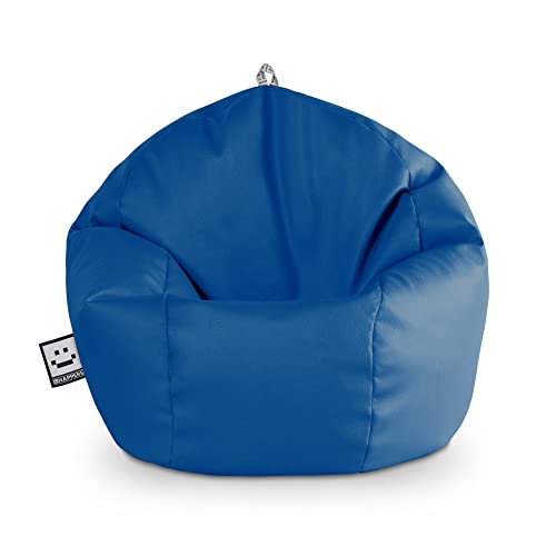 HAPPERS Puff Pelota Infantil y Juvenil de Polipiel | Sillón Ligero y Cómodo para Niños | Fácil de Limpiar para Habitación o Zona de Juegos | 60x60x60 cm - Azul