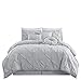 Chezmoi Collection Sydney Full Size Comforter Set - 7-Piece Pintuck Bedding - Light Gray, Elegant Lightweight Pinch Pleat Comforter with Decorative Pillows Bed Set for All Season