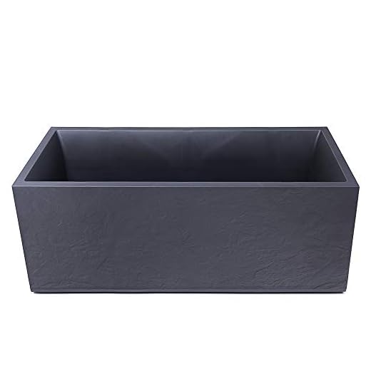 Ondis24 Pflanzkübel Blumenkübel Blumentopf Vulkan 100cm, Schiefer Optik mit Wasserspeicher, Pflanzenkasten hoch, winterfest (anthrazit)