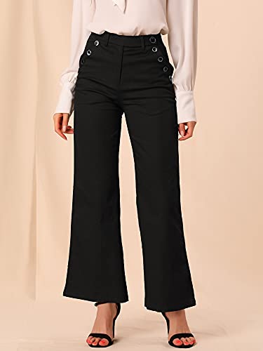Allegra K Women's Bell Bottom 70s Long Pants High Waist Elegant Work Trousers4