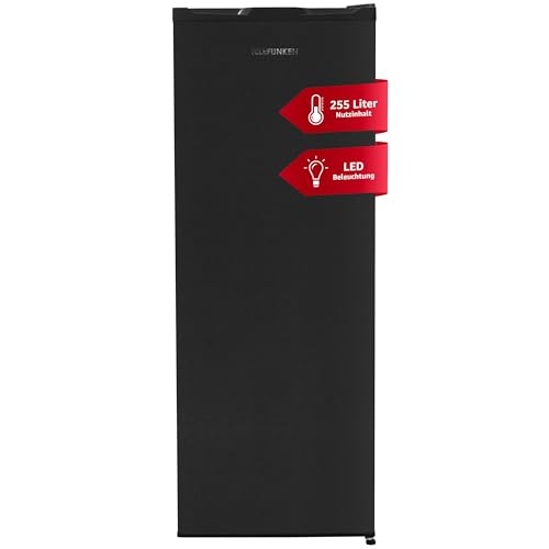 TELEFUNKEN Kühlschrank ohne Gefrierfach 255 Liter | Standkühlschrank groß | Vollraumkühlschrank freistehend mit Gemüsefach | LED-Beleuchtung | Türanschlag wechselbar | KTFK265EDI dark inox