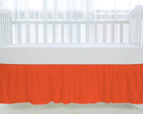 1 Piece Dust Ruffle Crib Bed Skirt 800 Thread Count 100% Egyptian Cotton Nursery Crib Toddler (28” x 52” x 14’’) Bedding Skirt for Baby Boys or Girls - Burnt Orange Solid