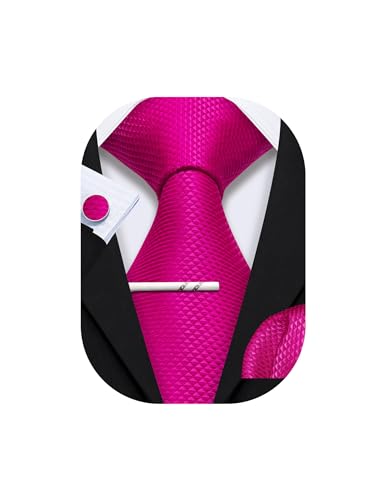 Image of YOHOWA Men Plaid /Striped Ties Set Silk Business Wedding Formal Fashion Necktie and Pocket Square Cufflinks Set