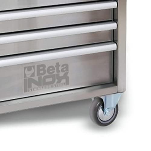 Beta C04TSS-7 Werkzeugwagen, Werkzeugschrank (Werkstattwagen mit 125 mm Rollen, 7 Schubladen, Sturktur aus Edelstahl, Zentralverriegelung mit vorderem Schloss, Werkstattzubehör), Verchromt – Bild 4