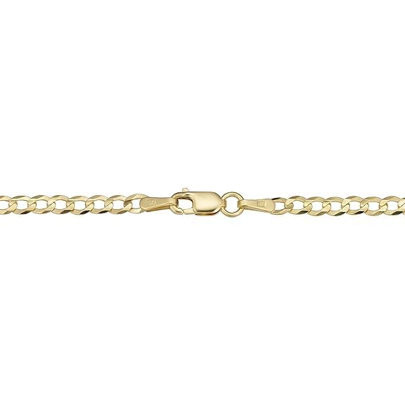 Italian 14K Solid Yellow Gold Cuban Link Curb Chain Necklace for Men & Women Diamond Cut with Lobster Claw Clasp 14K Real Gold Chain Jewelry (2mm-3MM)4