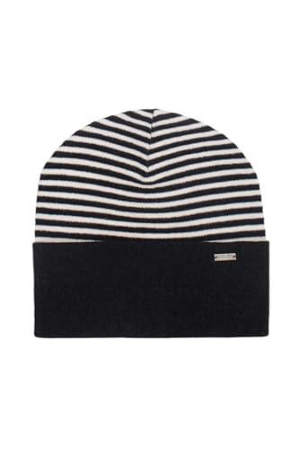 Armani Exchange Women's Striped Beanie Hat, Black/Iso, One Size