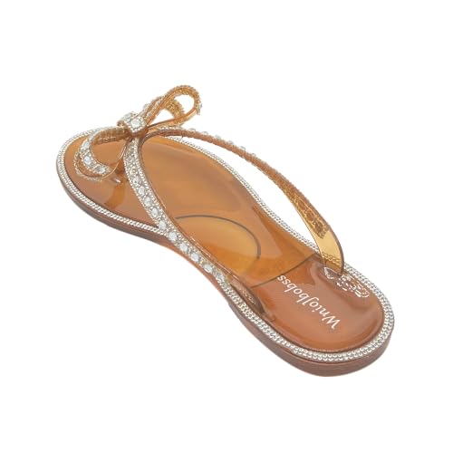 Image of Womens Flat Sandals Jelly Flip Flops Crystals Rhinestones Bow Knot Glitter Sandals