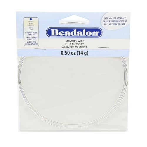 Image of Beadalon Carbon Steel Memory Wire, Extra Heavy Duty Round, Extra Large Necklace, Silver Plated, 0.5 oz Approx. 5 coils