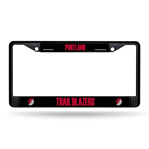Rico Industries NBA Basketball Portland Trail Blazers Black Chrome Frame with Decal Inserts 12" x 6" Car/Truck Auto Accessory