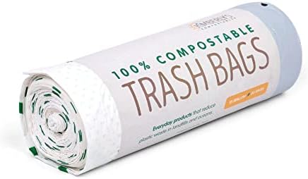 KC’s Compostable Tall Kitchen Trash Bags 13 Gallon, 25 Bags | Easy-Tie Drawstring Closure, 3X Extra Durable & Plant-Based Compostable Garbage Bags for Kitchen Waste